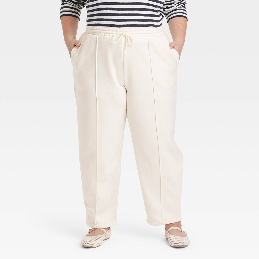Universal Thread Leisure Studio Mid-Rise Barrel Leg Sweatpants - Cream XXL